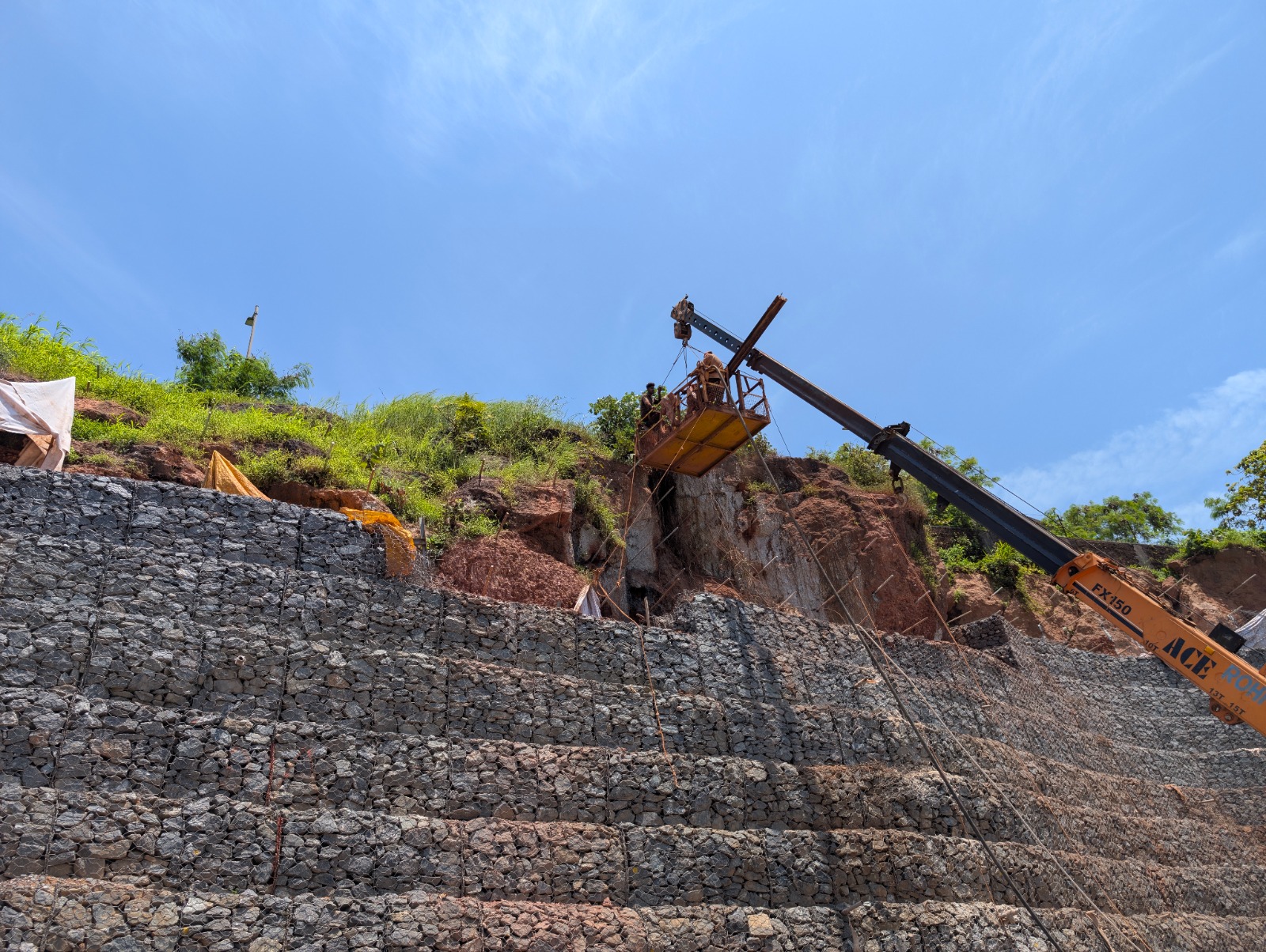 Slope protection work (Anchored Gabian Wall)